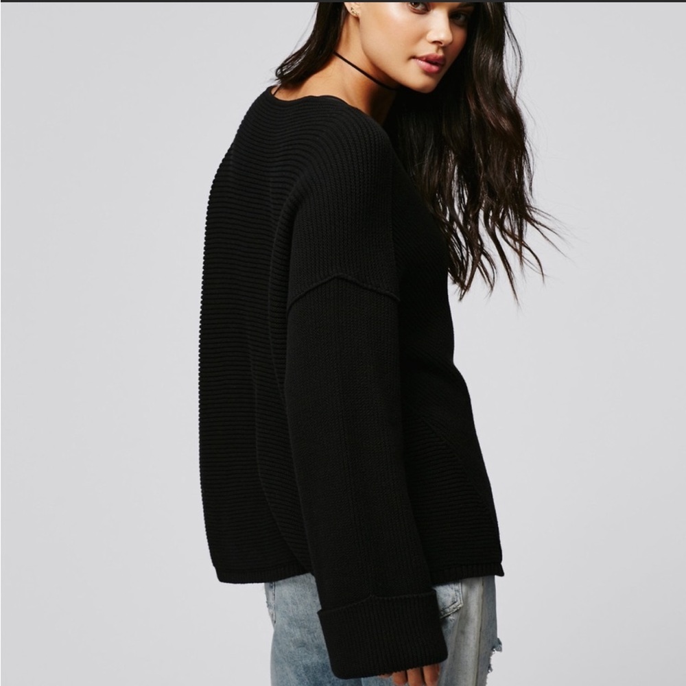 Free People Black La Brea V-neck sweater, Large